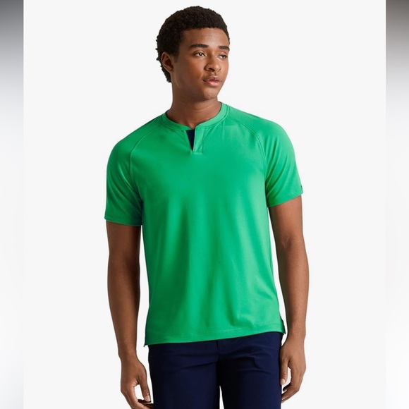 Rhone Delta Pique Notch Neck T Shirt Deep Mint Size Medium Anti Odor Lightweight - Picture 1 of 9